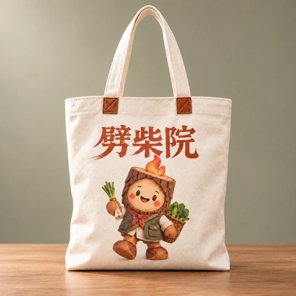 印着买菜阿柴的原色帆布袋
