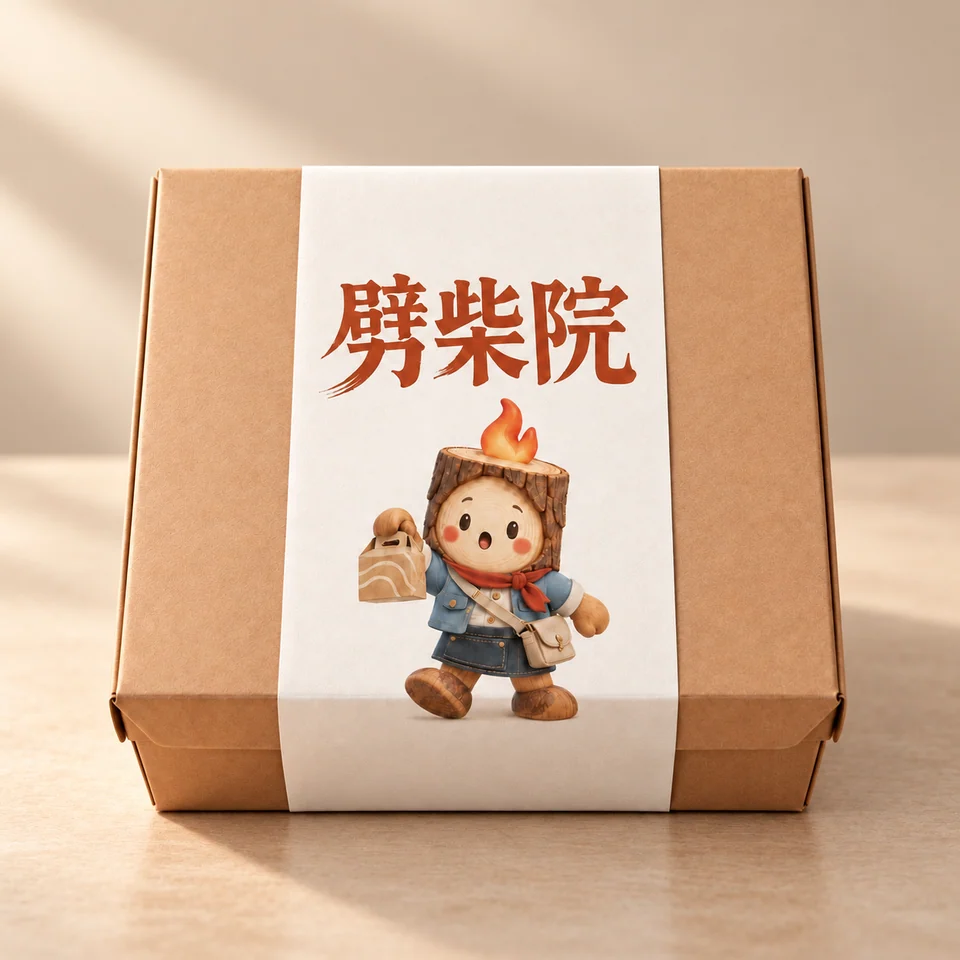 劈柴院牛皮纸餐盒,腰封上是外带装扮的阿柴